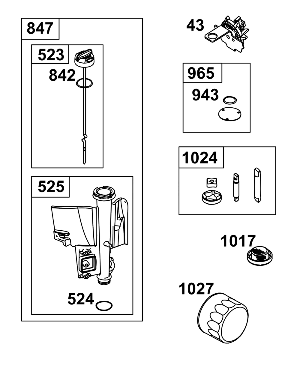 Lubrication Group Diagram and Parts List for 31R875-0038-B5  Briggs and Stratton Engine